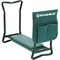 SONGMICS Jardín Reclinatorio Asiento Plegable Tubo de Acero Espuma EVA Almohadilla de Rodillas (59 x 27 x 48 cm) GGK01G